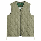 Taion Men's Military Zip V-Neck Down Vest in Dark Sage Green