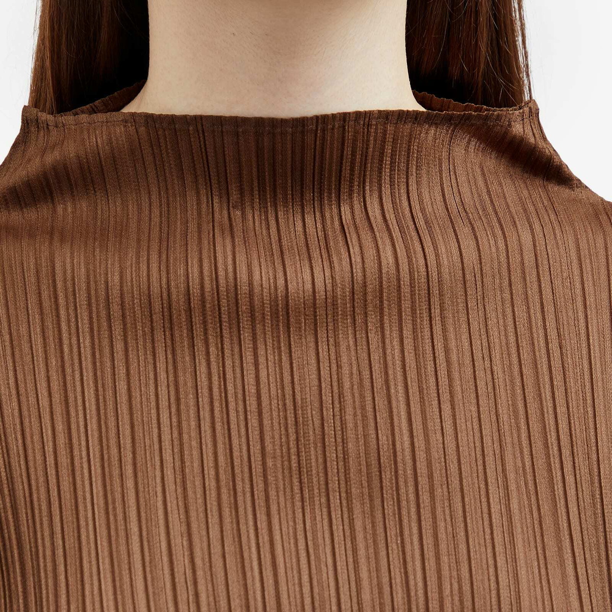 PLEATS PLEASE 半袖トップス ブラック×ブラウン 4 Pleats Please Issey Miyake Women's Top in 44-Brown Pleats