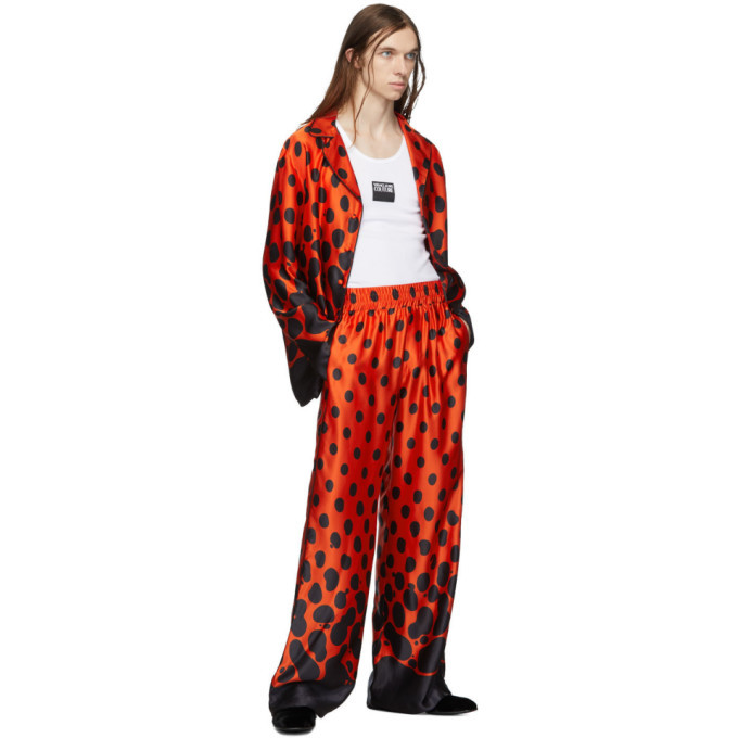 Palomo Spain Black and Red Silk Mercury Dot Pyjama Shirt