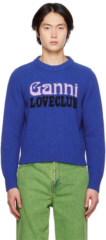 Photo: GANNI Blue Jacquard Sweater