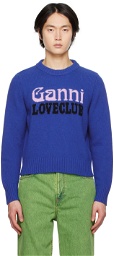 GANNI Blue Jacquard Sweater