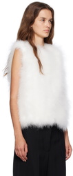 Yves Salomon White Cropped Feather Vest