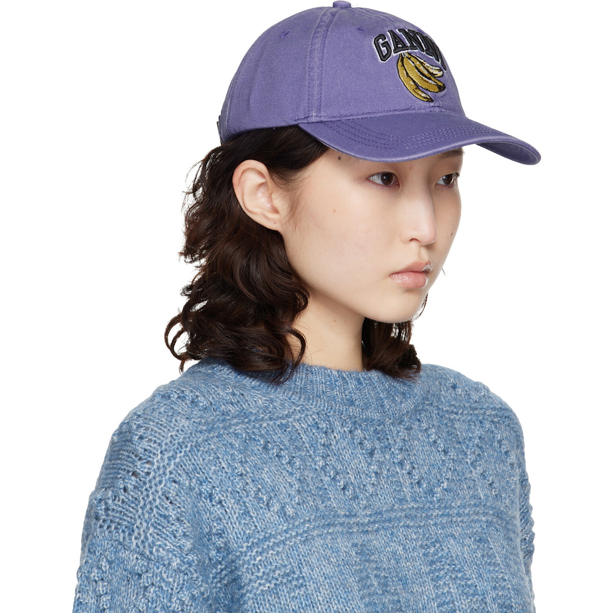 GANNI Purple Washed Canvas Cap