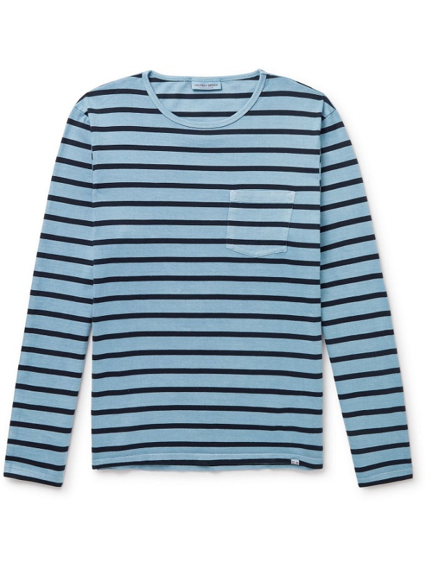 Photo: ORLEBAR BROWN - Sammy Slim-Fit Striped Cotton-Jersey T-Shirt - Blue