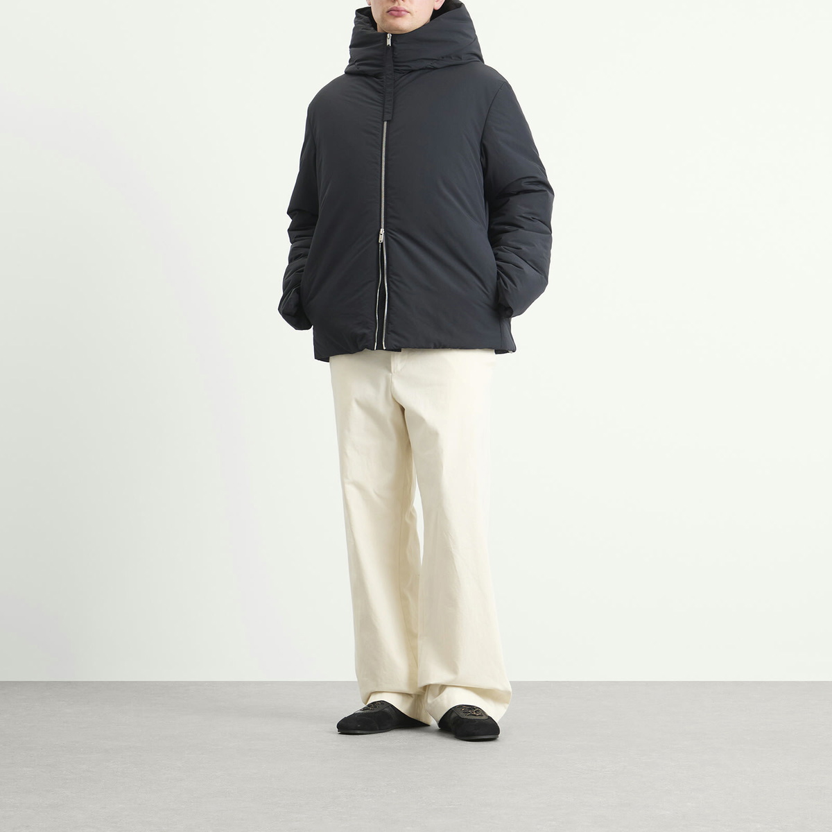 Jil Sander Men's Hooded Down Jacket in Black