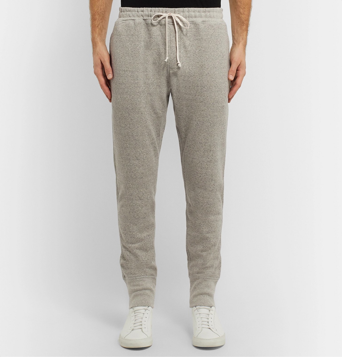Secondskin - Slim-Fit Tapered Mélange Loopback Cotton-Jersey Sweatpants - Gray