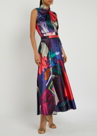 Roksanda Ameera Printed Silk-satin Midi Skirt Multi Print