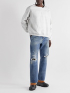 Guess USA - Logo-Embroidered Distressed Cotton-Jersey Sweatshirt - White