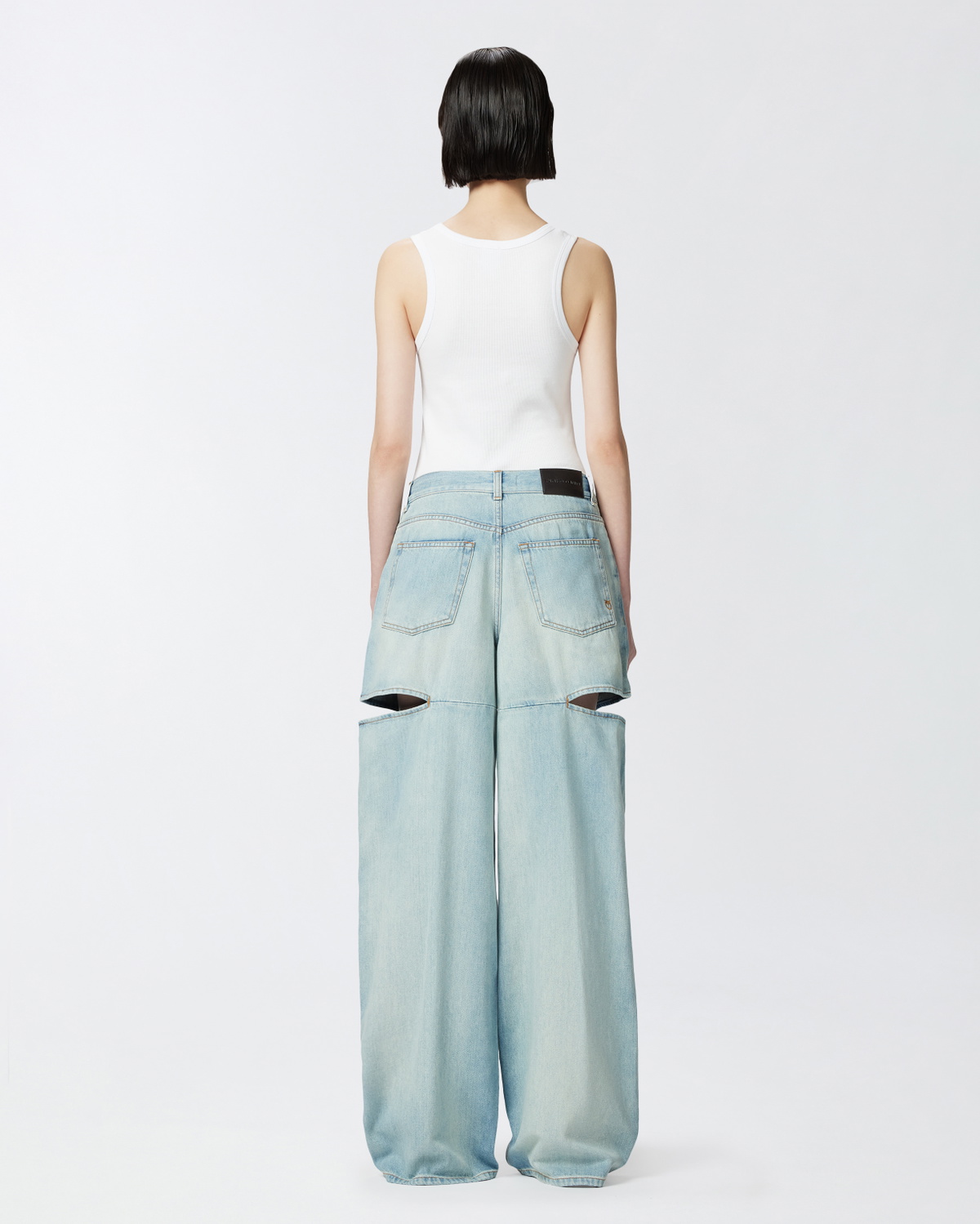 Pinko Wide Leg Jeans With Light Wash And Cut Outs Light Wash