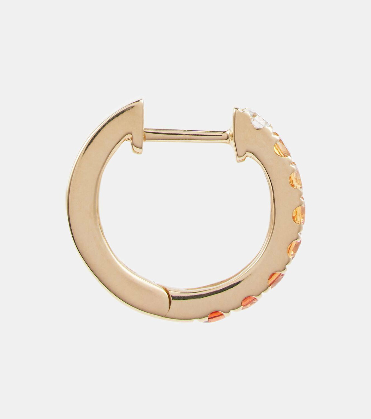 Robinson Pelham Orb Large 14kt gold single hoop earring with diamond and sapphires