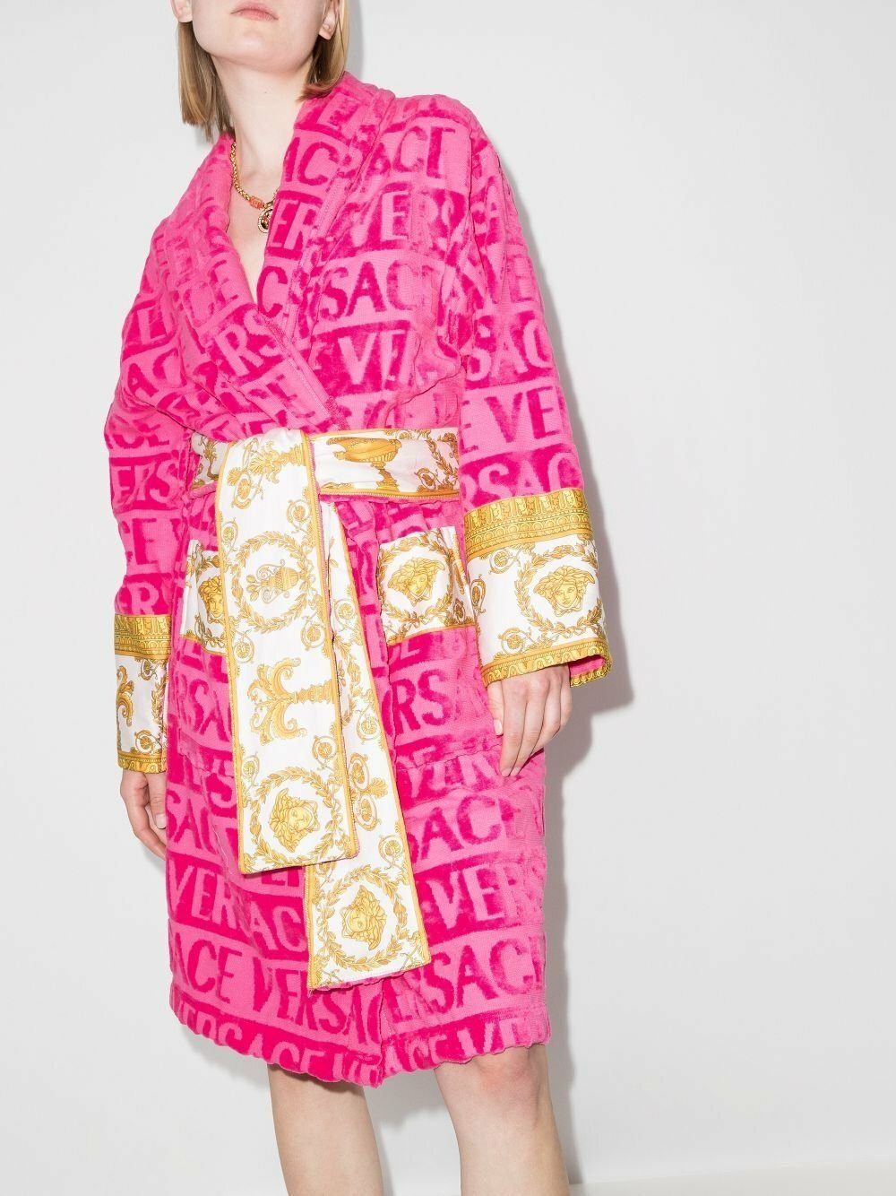 Versace Pink I Love Baroque Cotton Robe Versace