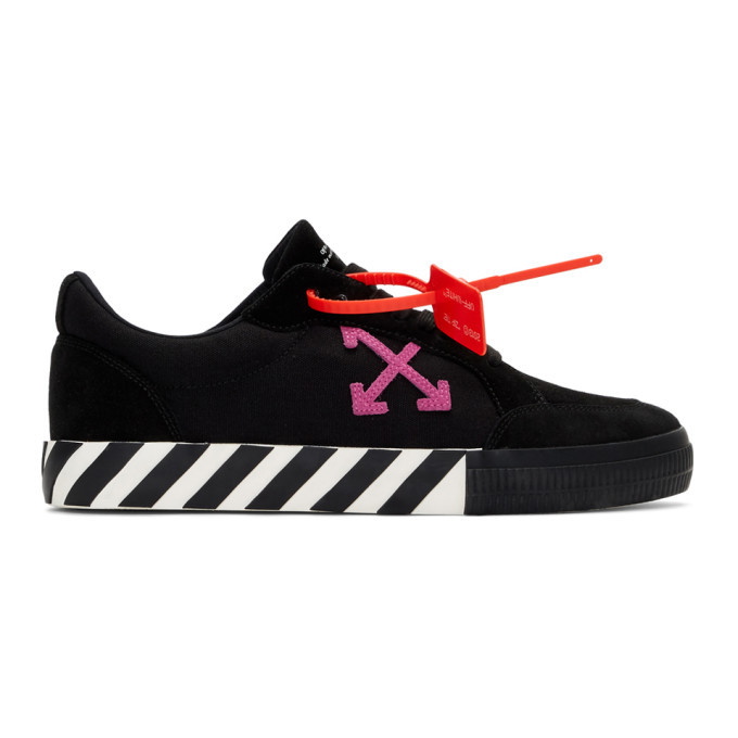 Photo: Off-White Black and Pink Low Vulcanized Sneakers