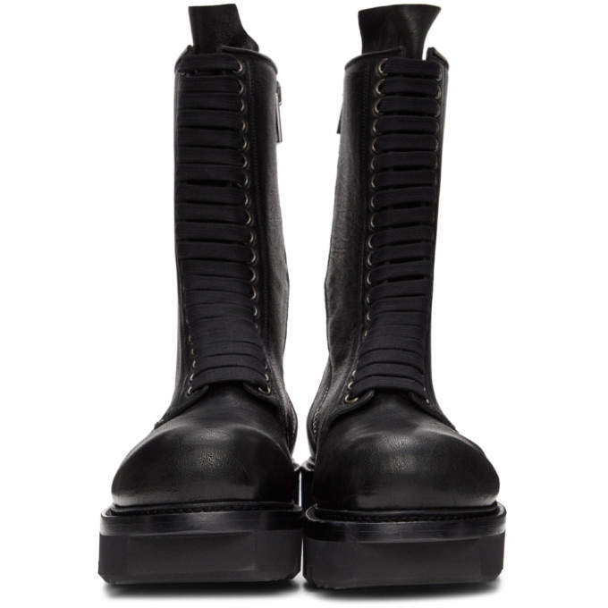 Rick Owens Black Double Zip Army Megatooth Boots