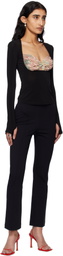 Marine Serre Black Regenerated Silk Scarves Draped Top