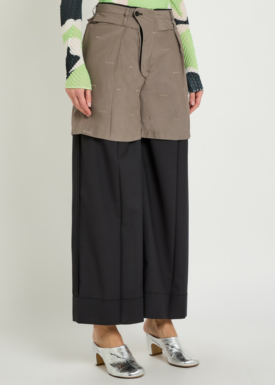 Issey Miyake Palindrome Wide-leg Wool-blend Trousers Black