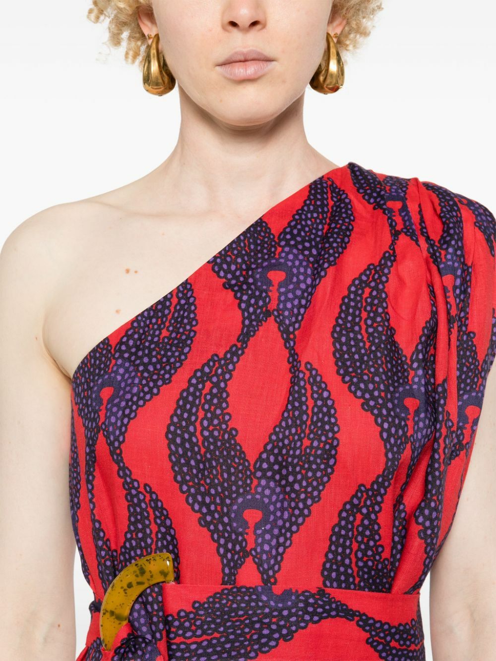 Maison La Plage Red Ravello One-Shoulder Dress