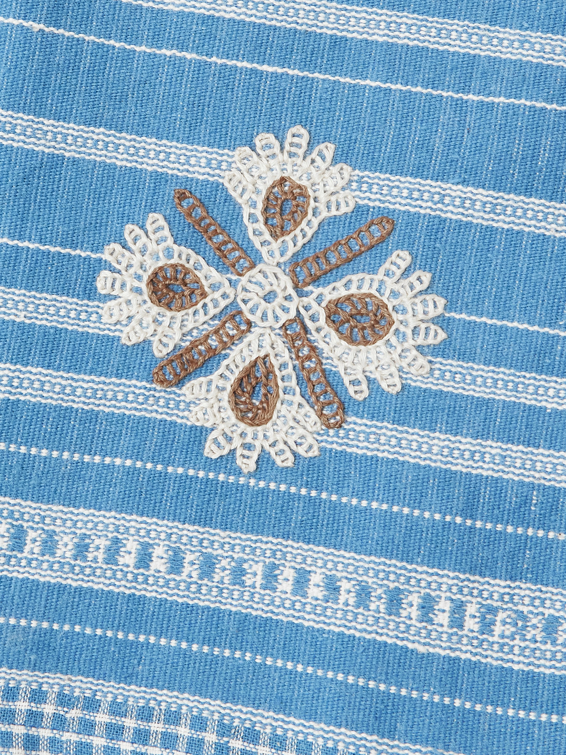 Kardo - Ayo Camp-Collar Embroidered Cotton Shirt - Blue