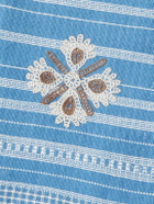 Kardo - Ayo Camp-Collar Embroidered Cotton Shirt - Blue