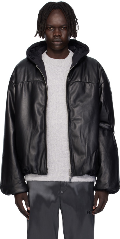 Photo: HELIOT EMIL Black Paralax Reversible Leather Jacket