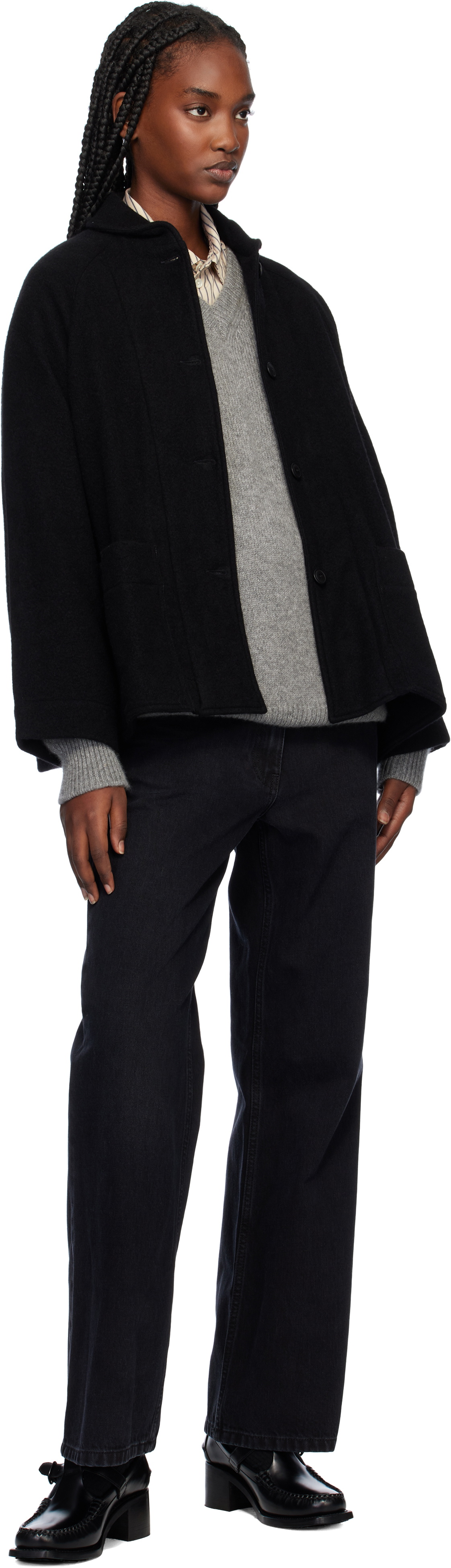 CASEY CASEY Black Mathilde Quorum Tumbled Jacket