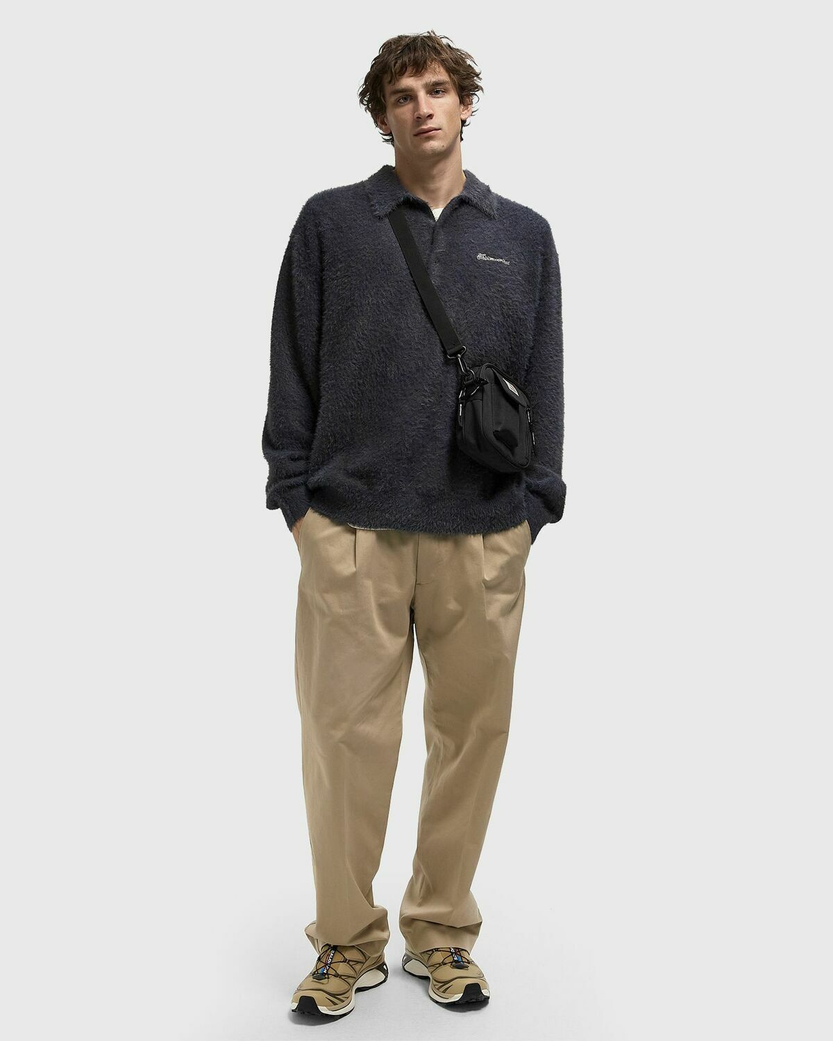 Thisisneverthat SCT-Logo Shaggy Knit Polo Grey Men