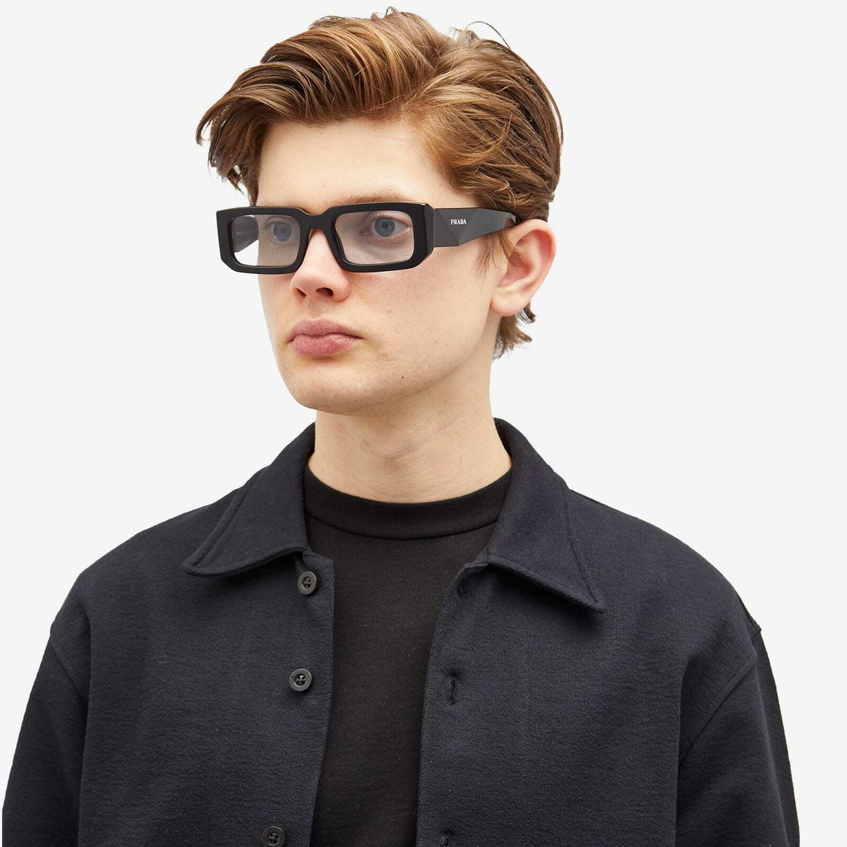 Prada Eyewear Men's 06YS Sunglasses in Black/Light Blue 
