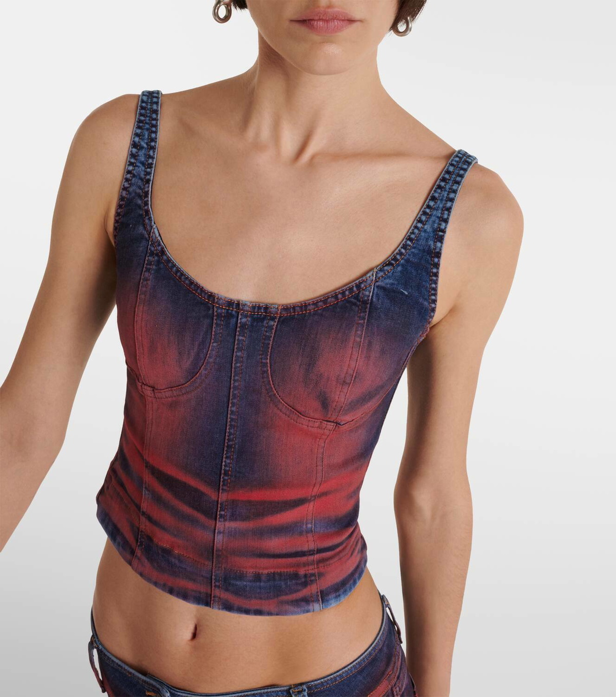 KNWLS Harley printed denim crop top