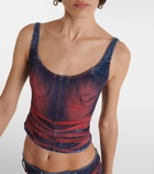 KNWLS Harley printed denim crop top