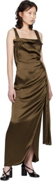 Maison Margiela Brown Silk Satin Maxi Dress