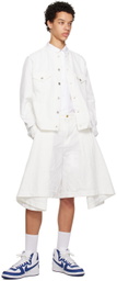 Black Comme des Garçons White Collarless Jacket