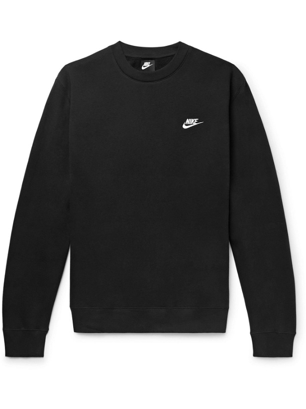 Photo: Nike - Sportswear Club Logo-Embroidered Cotton-Blend Tech Fleece Sweatshirt - Black