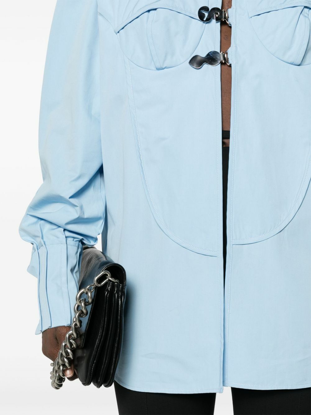 Sinead O'Dwyer Blue Pyjama Logo-Buckle Shirt