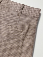 Beams Plus - Straight-Leg Pleated Checked Linen and Cotton-Blend Trousers - Brown
