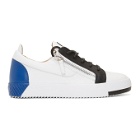 Giuseppe Zanotti White and Blue Frankie Sneakers