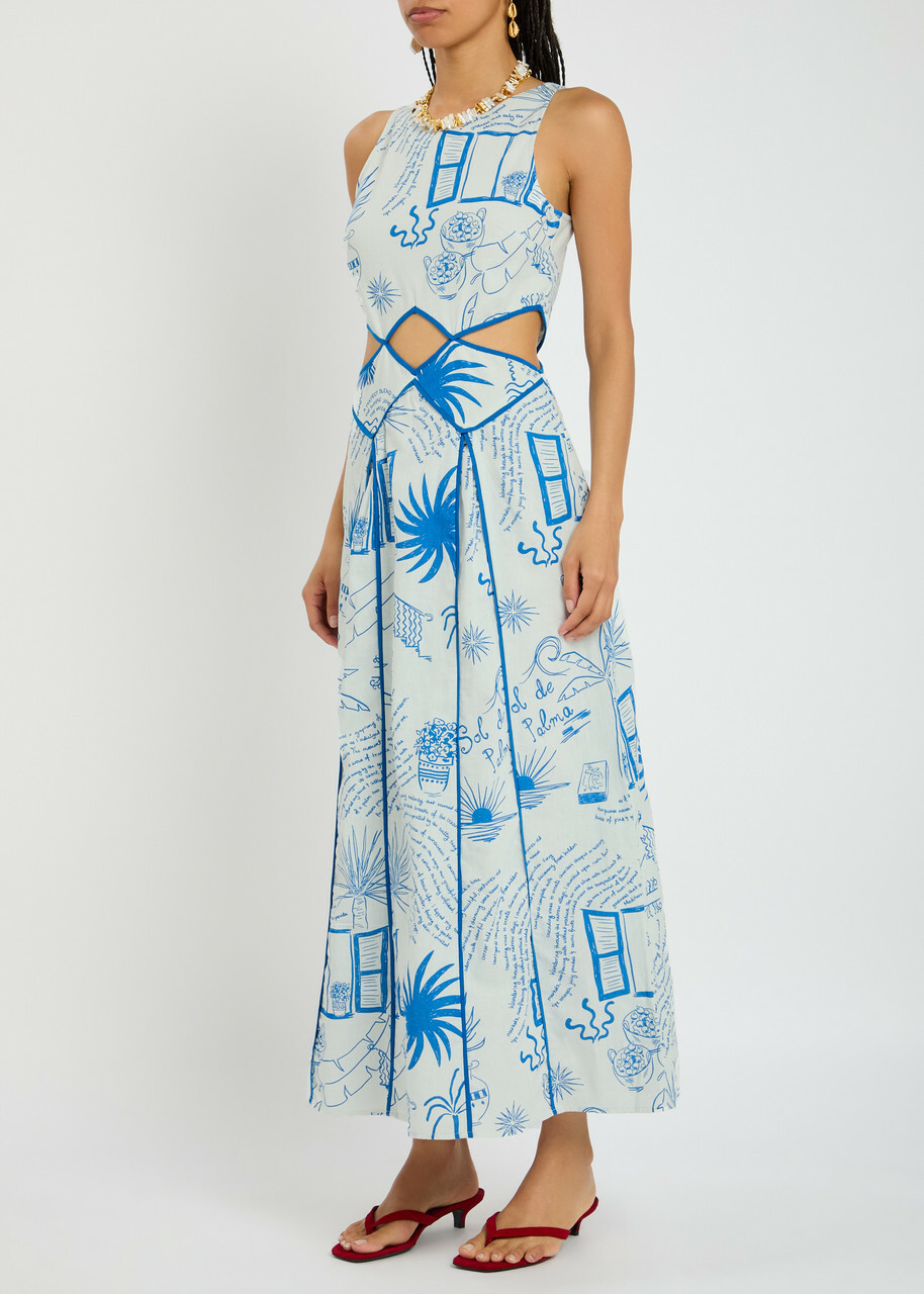 Never Fully Dressed Palma Elma Cotton-blend Midi Dress Cream