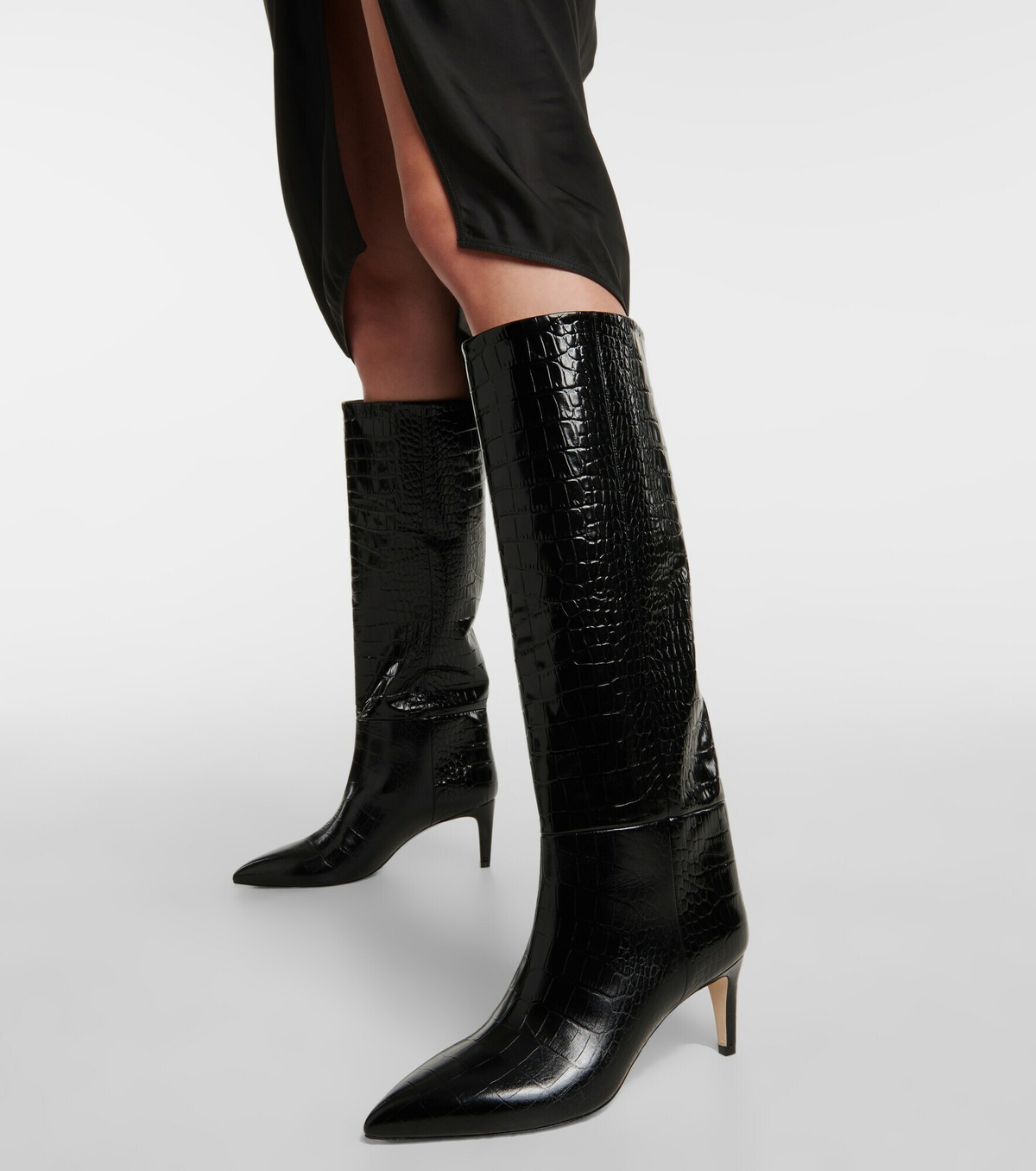 Paris Texas - Croc-effect leather knee-high boots Paris Texas