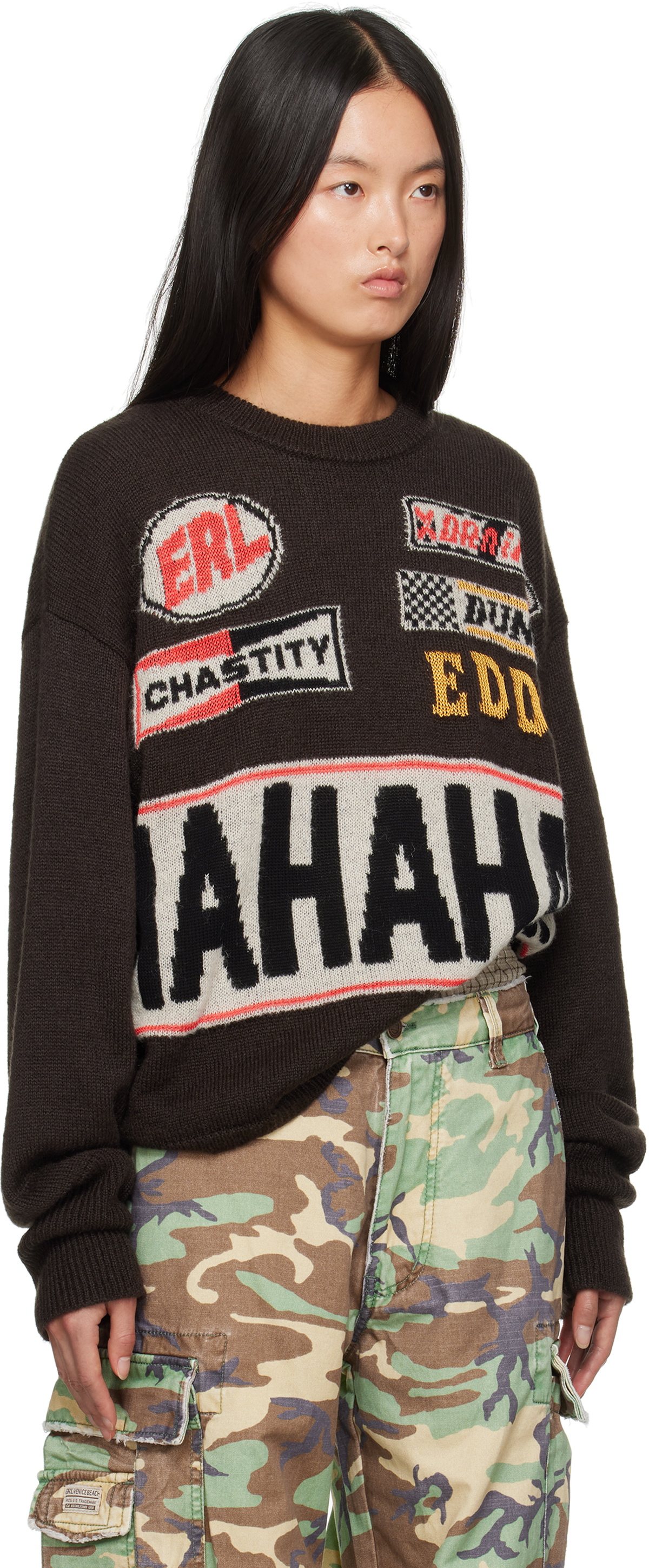 ERL Brown 'HAHAHAH' Sweater