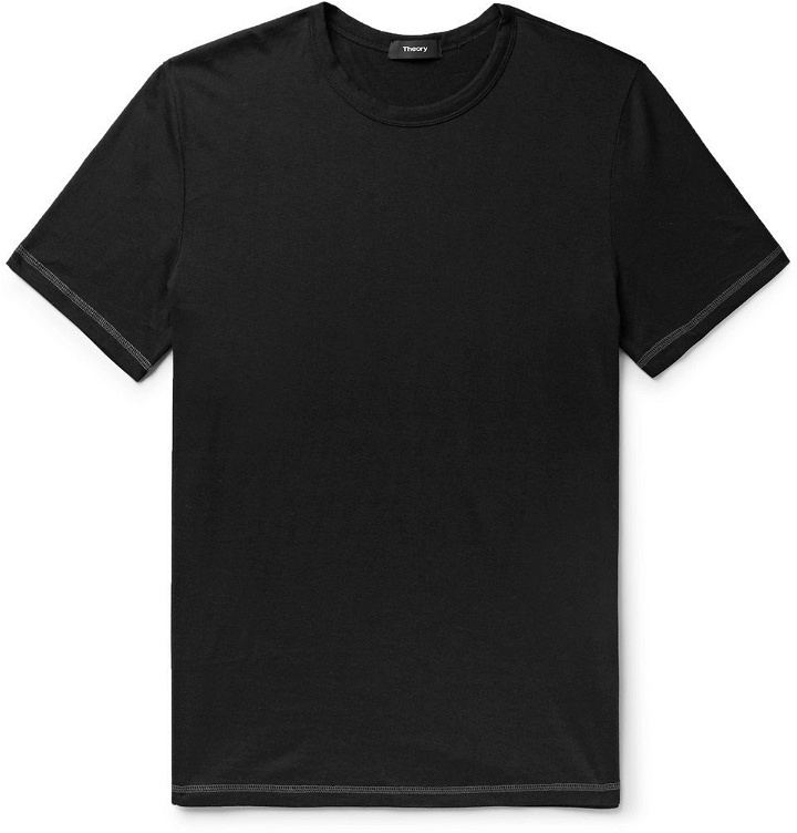 Photo: Theory - Cotton and Cashmere-Blend T-Shirt - Black