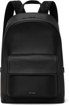 Paul Smith Black Straw-Grain Embossed Leather Backpack