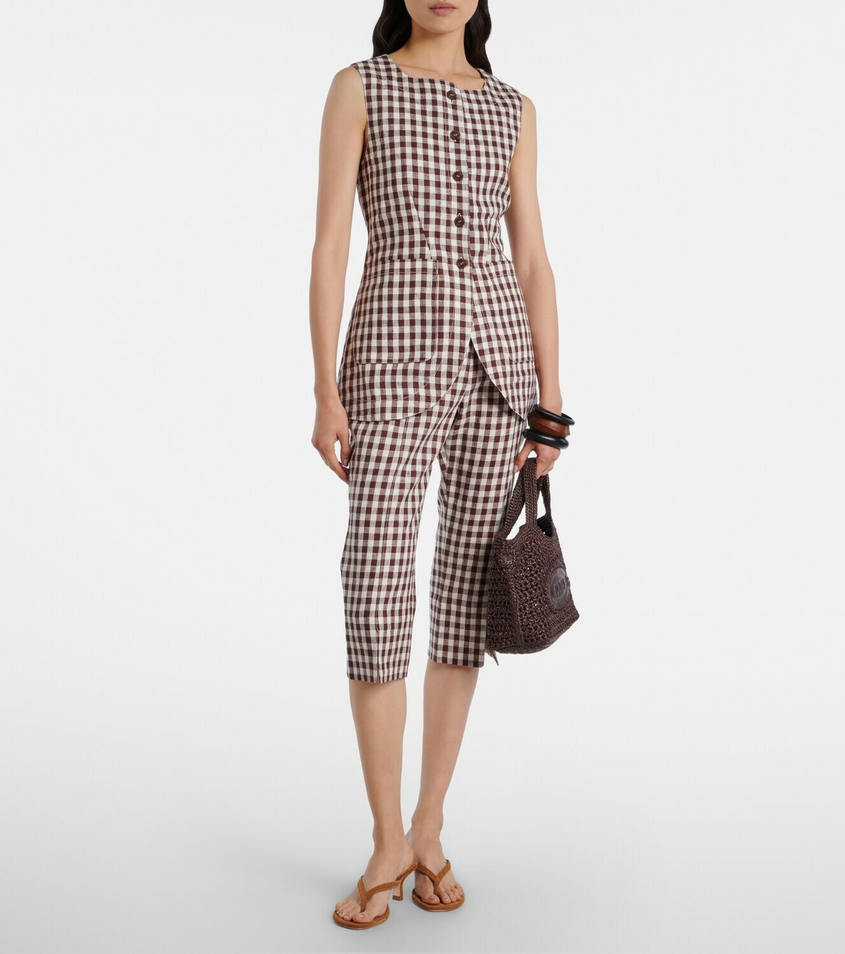 Posse Sadie gingham linen capri pants