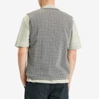 Universal Works Men's Gingham Cotton Zip Gilet in Brown/Sky
