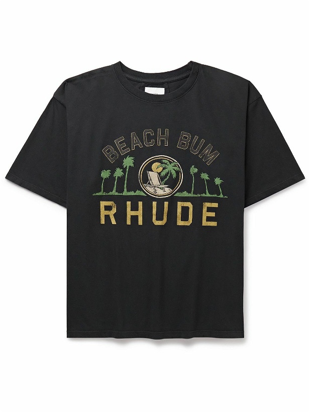 Photo: Rhude - Palmera Logo-Print Cotton-Jersey T-Shirt - Black