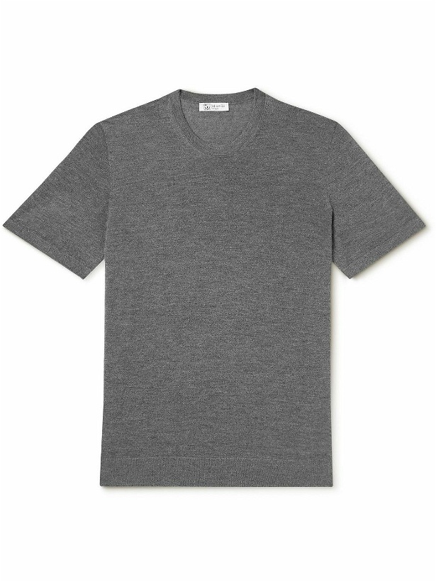 Photo: Johnstons of Elgin - Cashmere and Silk-Blend T-Shirt - Gray