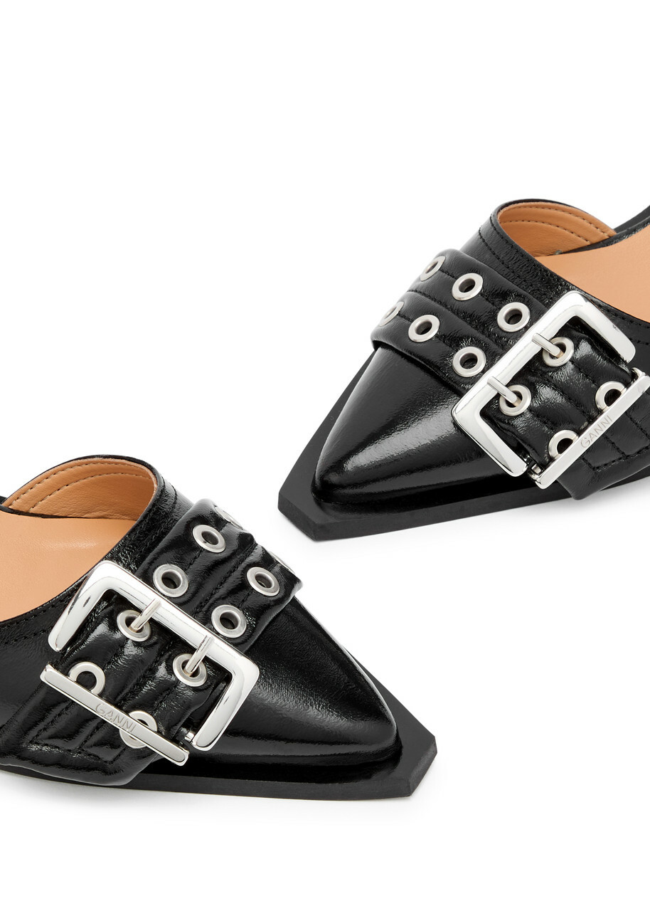 Ganni Buckle 50 Faux Patent Leather Pumps GANNI