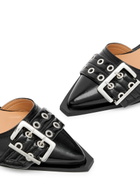 Ganni Buckle 50 Faux Patent Leather Pumps