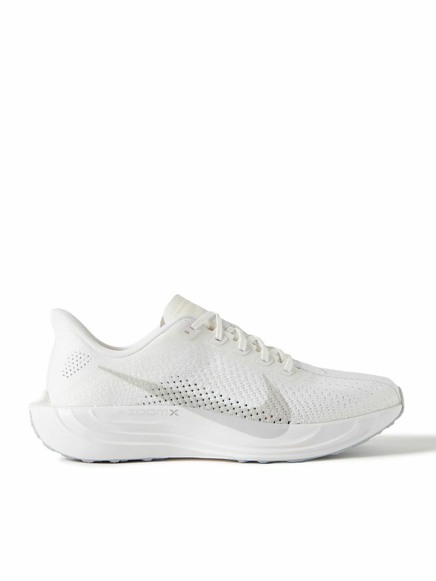 Photo: NIKE RUNNING - Pegasus Plus Canvas-Trimmed Flyknit Sneakers - White