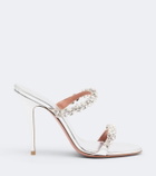 Amina Muaddi Elizabeth embellished metallic leather mules
