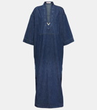 Valentino Embellished chambray denim kaftan