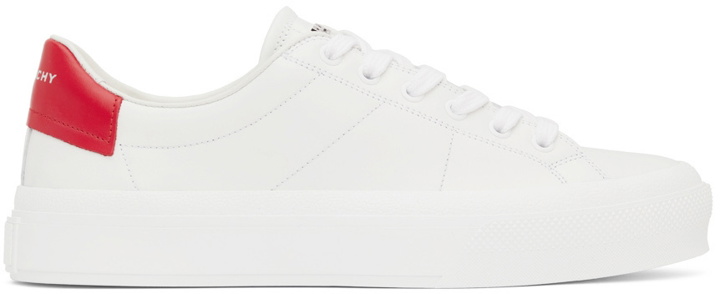 Photo: Givenchy White & Red Leather City Sport Sneakers