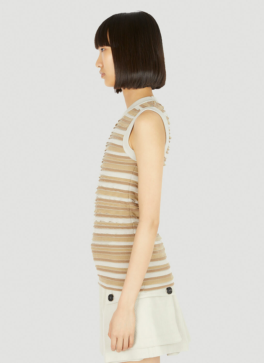 Durazzi Milano Rouches Cut-Out Knit Tank Top
